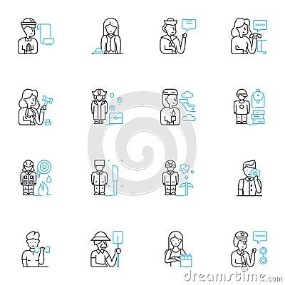 Quick duties linear icons set. Swift, Rapid, Hasty, Instantaneous, Prompt, Efficient, Expedited line vector and concept Vector Illustration