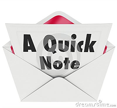 Quick Note Words Message Letter Message News Update Stock Photo