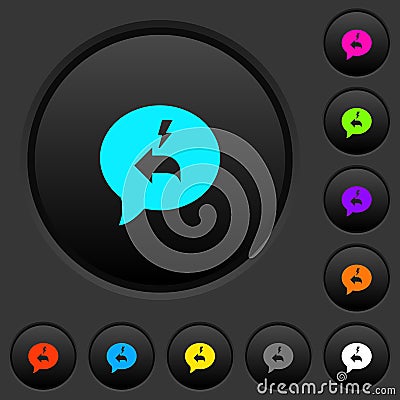 Quick reply message dark push buttons with color icons Stock Photo