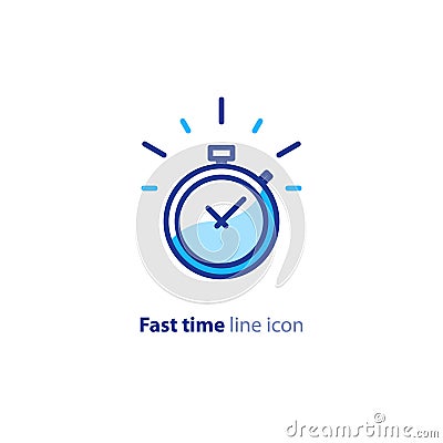 Quick services, fast delivery, deadline time, delay alarm, line icon Vector Illustration