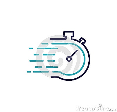 Quick timer line icon. Fast stopwatch icon. Service delivery vector logo. Stock Photo