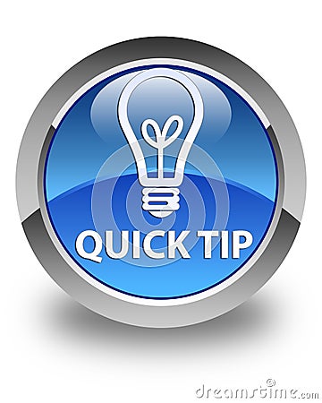 Quick tip (bulb icon) glossy blue round button Cartoon Illustration