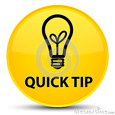 Quick tip (bulb icon) special yellow round button Cartoon Illustration