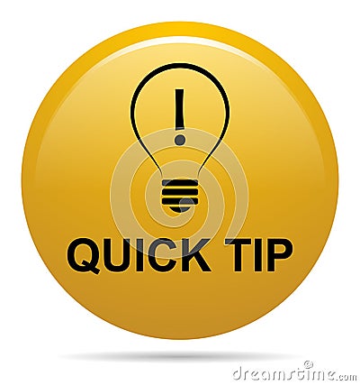 Quick tip golden yellow button help and suggestion concept Cartoon Illustration