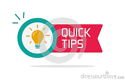 Quick tip icon vector or advice trick idea help info guide symbol flat red blue graphic, suggestion helpful hint label, Vector Illustration