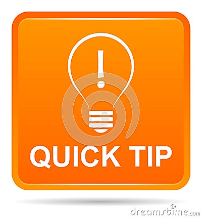 Quick tip orange button help and suggestion concept Cartoon Illustration