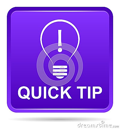 Quick tip purple button help and suggestion concept Cartoon Illustration