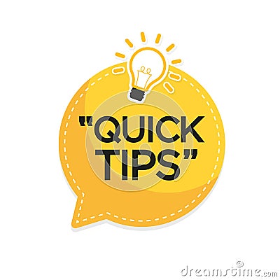 Quick Tips banner with light bulb. Vector background Vector Illustration