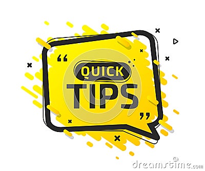 Quick tips, helpful tricks, tooltip, hint for website. Colorful banner with useful information, online support. Vector Vector Illustration