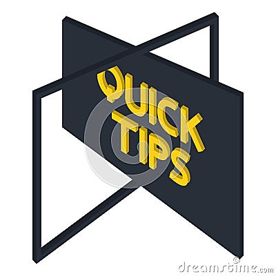 Quick tips icon badge. Top tips advice note icon. Helpful idea, solution and trick illustration. Abstract banner with useful Vector Illustration