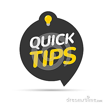 Quick tips icon badge. Top tips advice note icon. Idea bulb education tricks Vector Illustration