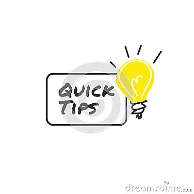 Quick tips vector illustration. Helpful tricks sign. Tutorials with idea symbol. Colorful outline concept. Idea with the light Vector Illustration