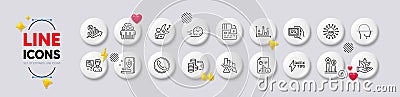 Quickstart guide, Deflation and Card line icons. For web app, printing. White buttons 3d icons. Vector Stock Photo