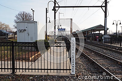 A quiet afternoon at the train station. Stock Photo