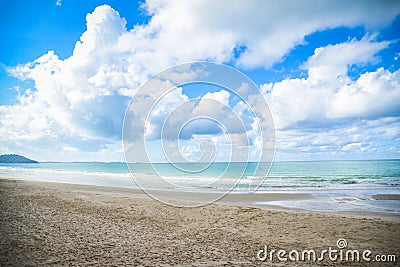 quiet beach sea tropical ocean on summer blue sky and background Stock Photo