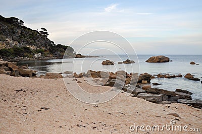 Quiet Beach at Shelley Cove Stock Photo