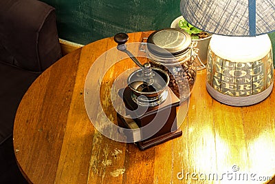 Quiet corner Suitable for grinding coffee beans. Stock Photo