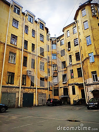 quiet courtyard of St. Petersburg Editorial Stock Photo