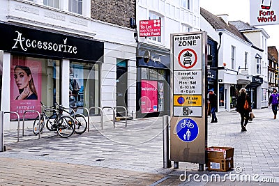 Quiet Empty Pedestrian Zone Outside Accessorize Shop during COVID-19 Editorial Stock Photo