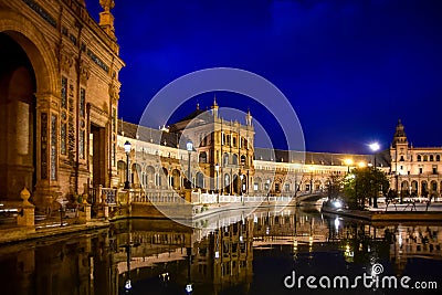 Quiet evening at Plaza de EspaÃ±a in Sevilla, Spain Stock Photo