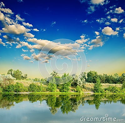 Quiet evening river Stock Photo