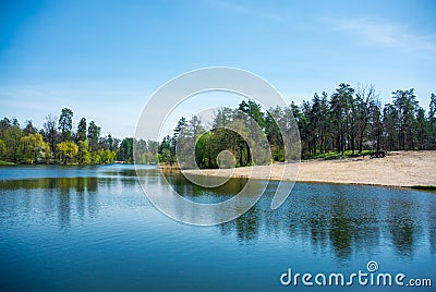 Quiet forest lake Stock Photo