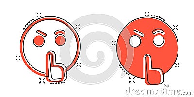 Quiet icon in comic style. Silence cartoon vector illustration on isolated background. Hush splash effect sign business concept Vector Illustration