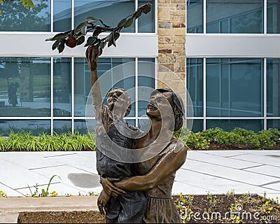 `Quiet Moment` by James Haire in 2020, part of the public art collection of the City of Frisco, Texas. Editorial Stock Photo