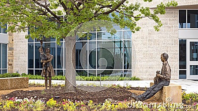 `Quiet Moment` by James Haire in 2020, part of the public art collection of the City of Frisco, Texas. Editorial Stock Photo
