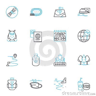 Quiet moments linear icons set. Solitude, Serenity, Reflection, Calmness, Tranquility, Introspection, Stillness line Vector Illustration