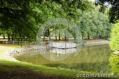 Quiet park and river Stock Photo