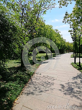 Quiet path inside Xi Yuan / Western Garden temple at Suzhou City China Editorial Stock Photo