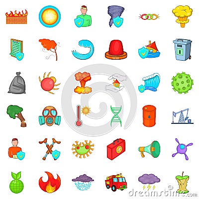 Quiet place icons set, cartoon style Vector Illustration