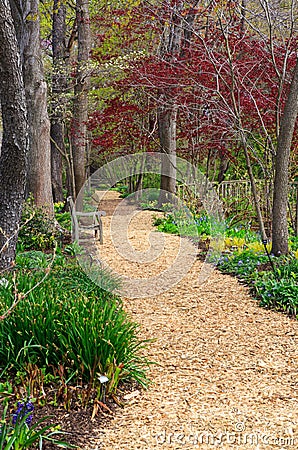 Quiet Place Park Setting Springtime Vertical Garden Path Stock Photo