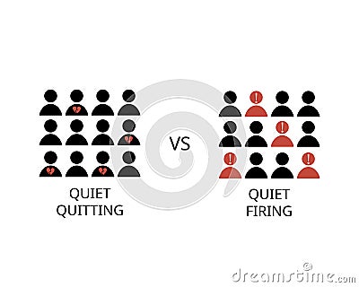 quiet quitting compare with quiet firing Vector Illustration