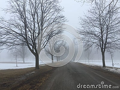 Quiet road on a crisp winter day Stock Photo