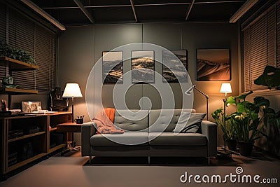 quiet room in office with a comfortable couch and soft lighting Stock Photo