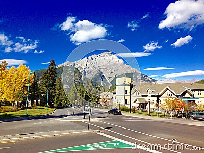 Quiet street in Banff Stock Photo