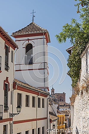 Quiet street in the lower part of the Albaicin quarter Stock Photo