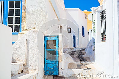 Quiet street in Pyrgos village Stock Photo