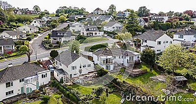 Quiet Suburban Neighbourhood Aerial View Stock Photo