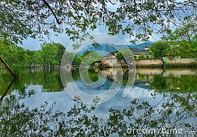 Quiet village named Hong Cun, Chinese ancient Stock Photo