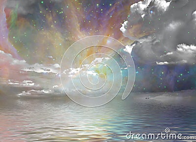 Quiet Waters Starry Sky Stock Photo