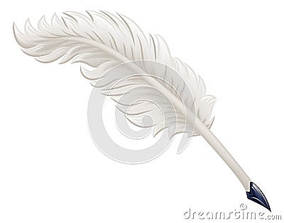 Quill Feather Ink Pen Cartoon Illustration Vector Illustration