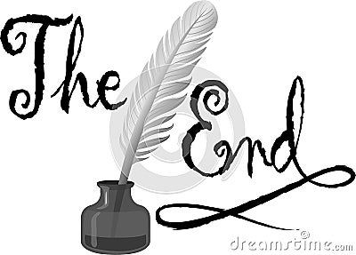 Quill and Ink The End Vector Illustration