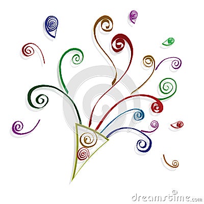 Quilling paper exploding party popper designs Stock Photo