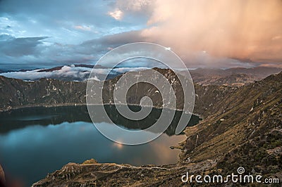Quilotoa caldera and lake, Andes, Ecuador Stock Photo