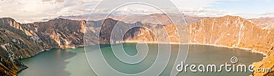 Quilotoa Crater Lagoon Panorama Stock Photo