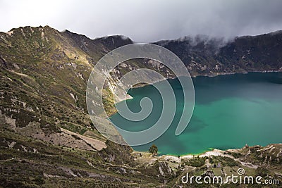Quilotoa Crater Lake Stock Photo