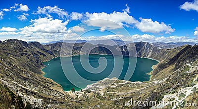 Quilotoa lake in Volcano Crater, Ecuador Stock Photo